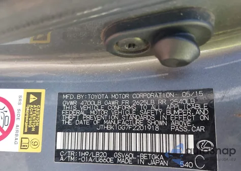 2015 Lexus Es 350 из США, поврежденный, VIN JTHBK1GG7F2201918